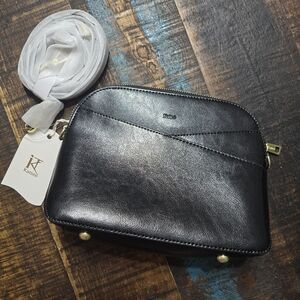 Kattee Black Leather Crossbody